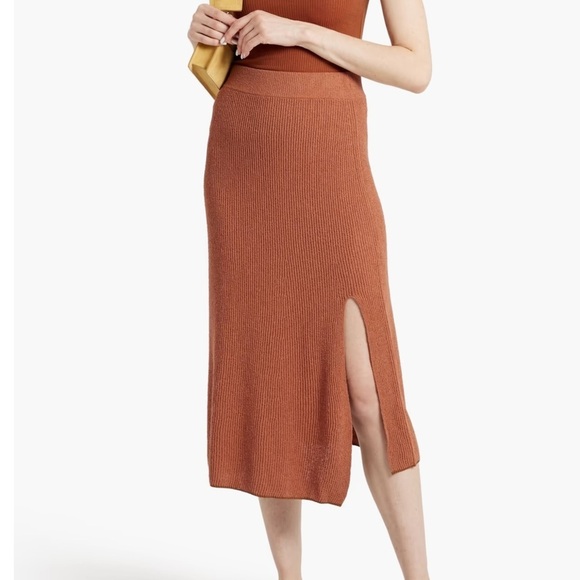 Price firm RAG & BONE Soleil Rust Ribbed Maxi Skirt Size Medium - Picture 1 of 8